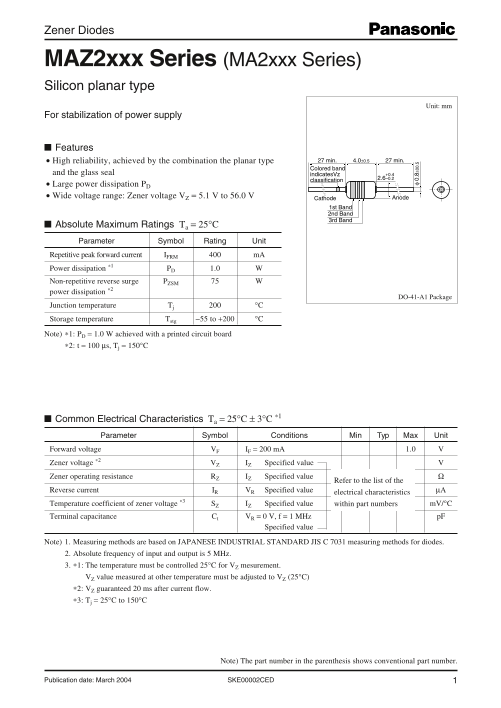 Panasonic MAZ2xxx Series Data Handbook - Page 1