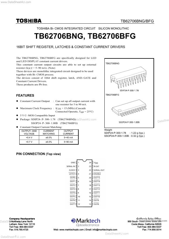Toshiba TB62706BNG TB62706BFG Data Manual - Page 1
