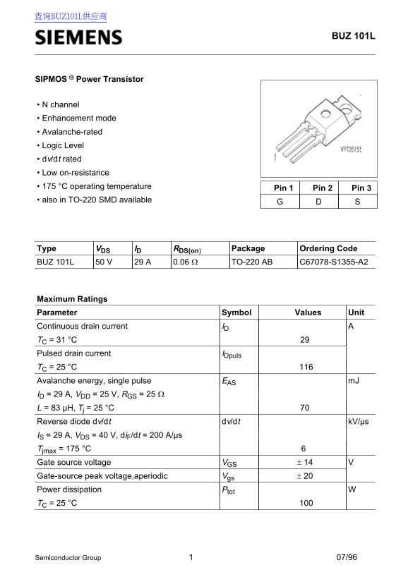 SIEMENS Buzzer BUZ 101L User's Guide - Page 1