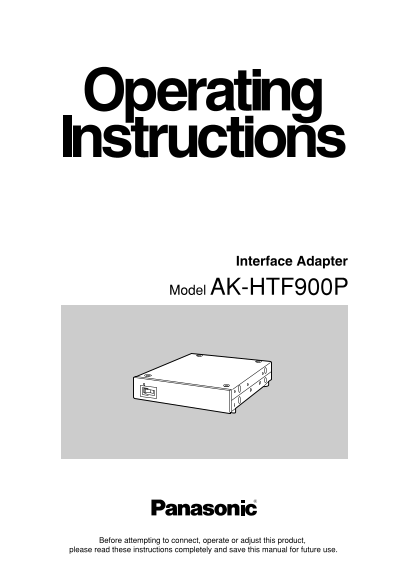 Panasonic AKHTF900P User Guide and Manual - Page 1