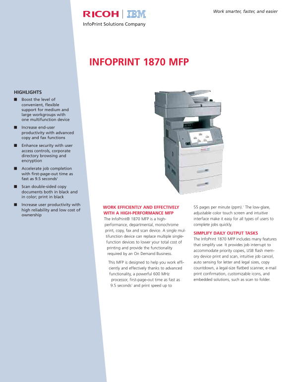 RICOH IBM INFOPRINT 1870 MFP User's Guide and Manual - Page 1