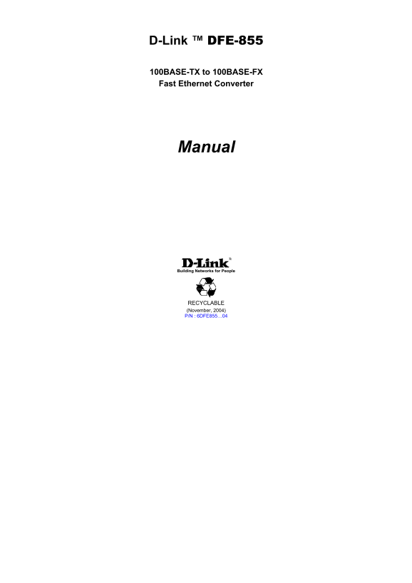 D-Link DFE-855 Manual - Page 1