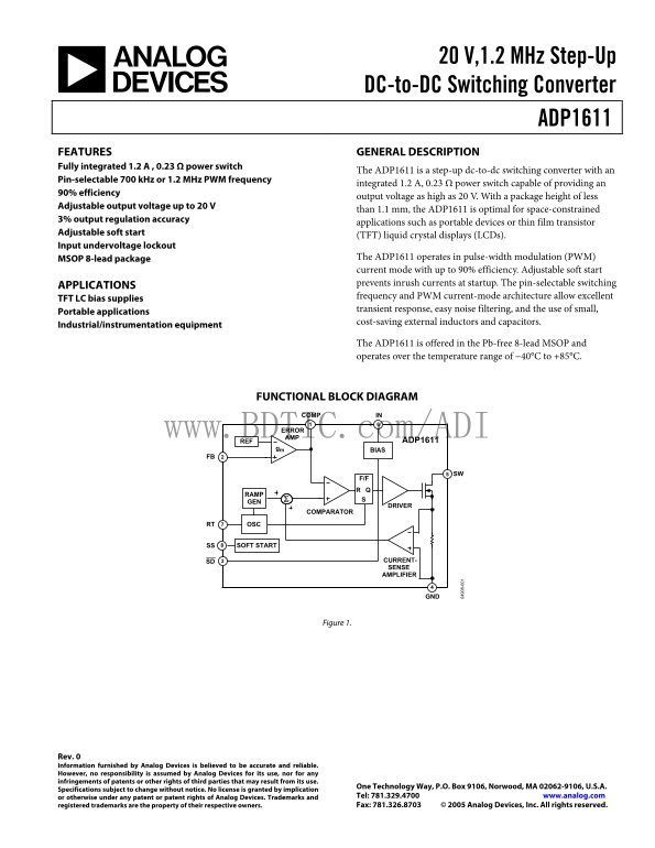 ADP1611 Analog Devices Data Sheet Manual - Page 1