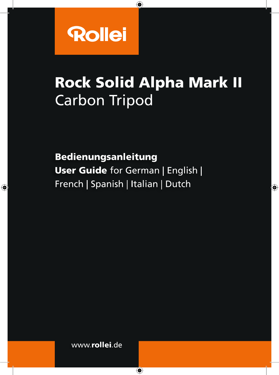 Rollei Tripod Rock Solid Alpha Operation Manual (DE, EN, ES, IT, FR, NL) - Page 1