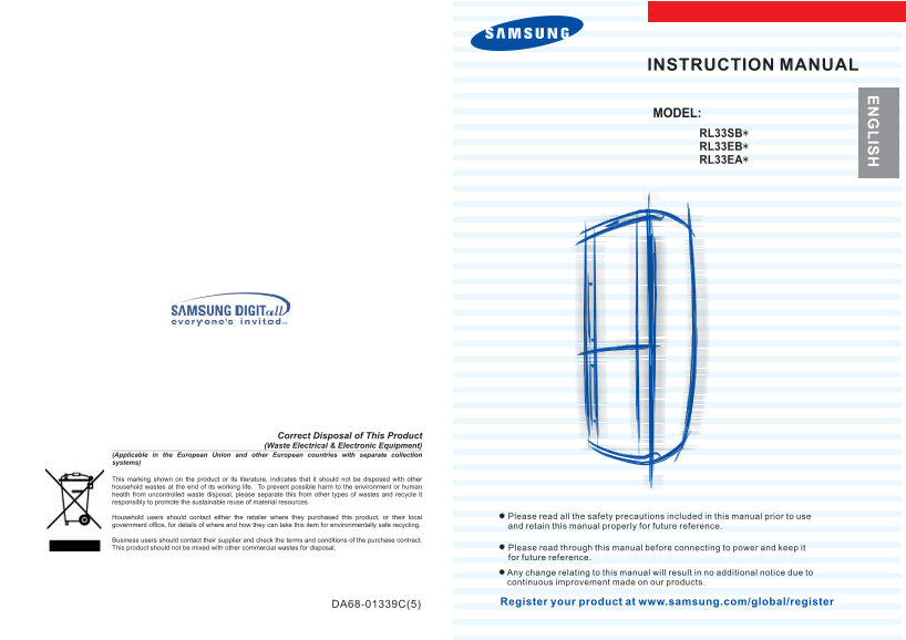 Samsung RL33EAMS Two-Door, Three-Door Refrigerator User's Manual - Page 1