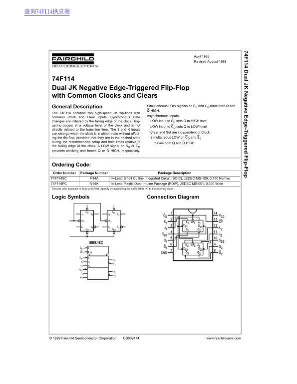 Fairchild 74F114 Data Handbook - Page 1