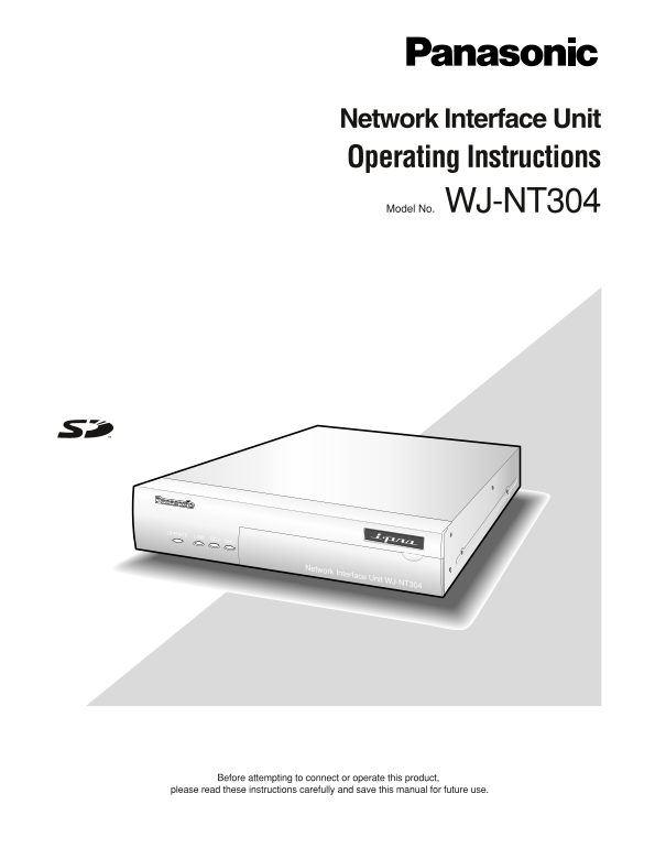 Panasonic WJNT304 User's Guide - Page 1