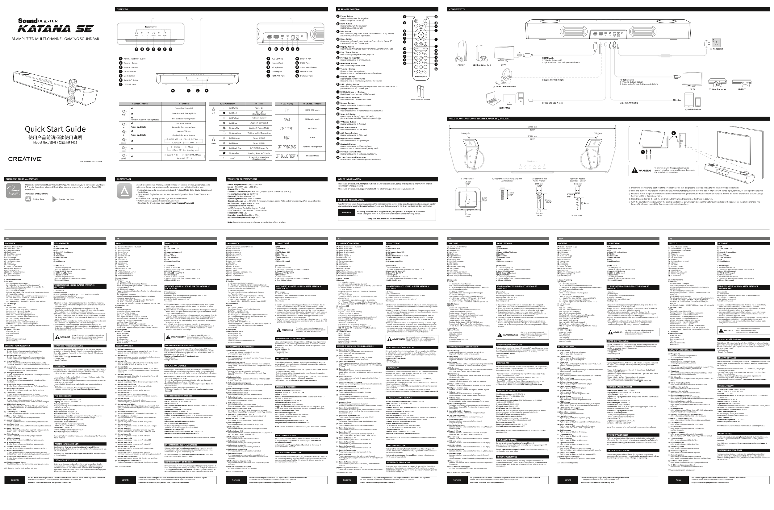 Creative Sound Blaster Katana SE - Quick Start Leaflet (Multi-Language) - Page 1