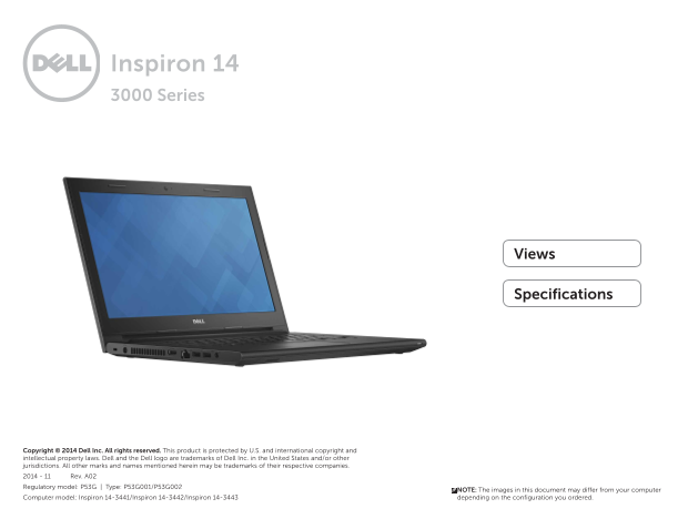 Dell Inspiron 14 3443 Specifications - Page 1