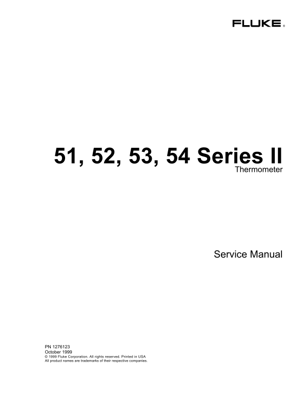 Fluke 51-II Single-Channel Contact Thermometer 51-54 Series II Service Manual - Page 1