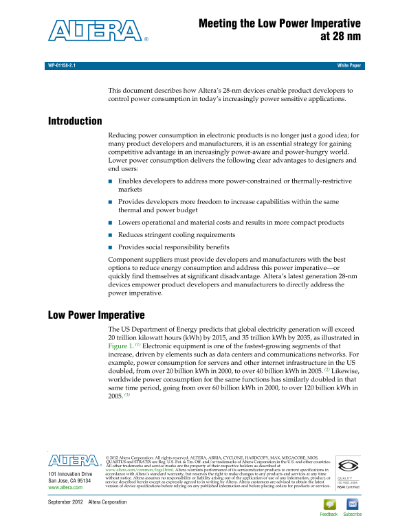 Intel White Paper 28nm Meets Low Power Requirements - Page 1