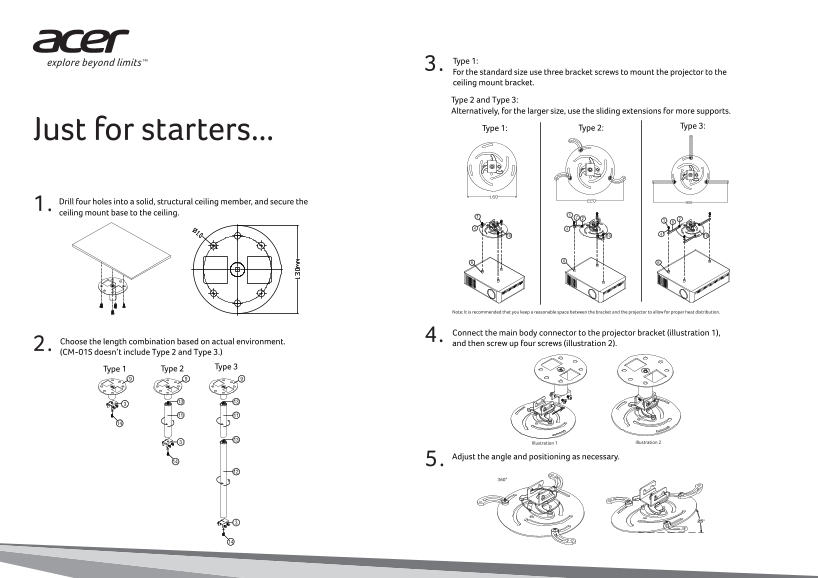 Acer Projector Accessories Ceiling Mount (CM-01S) User's Manual - Page 1