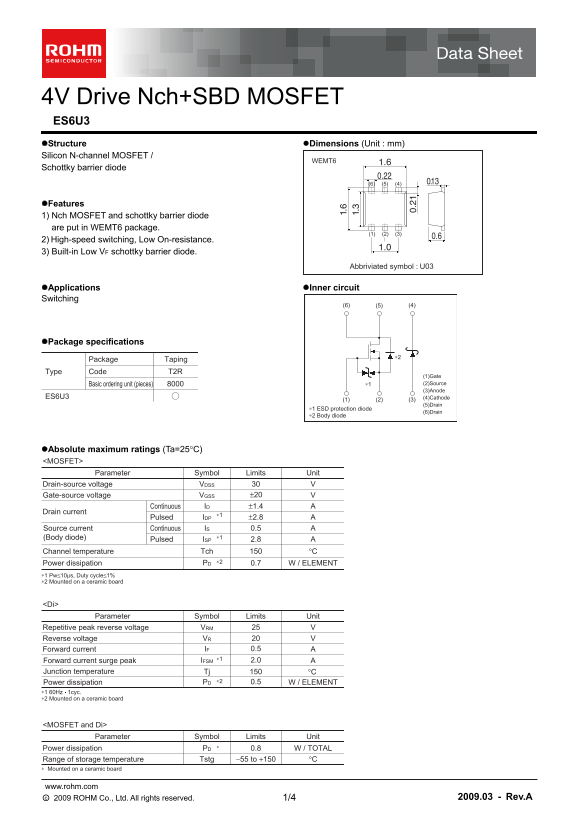 ROHM ES6U3 Data Manual - Page 1