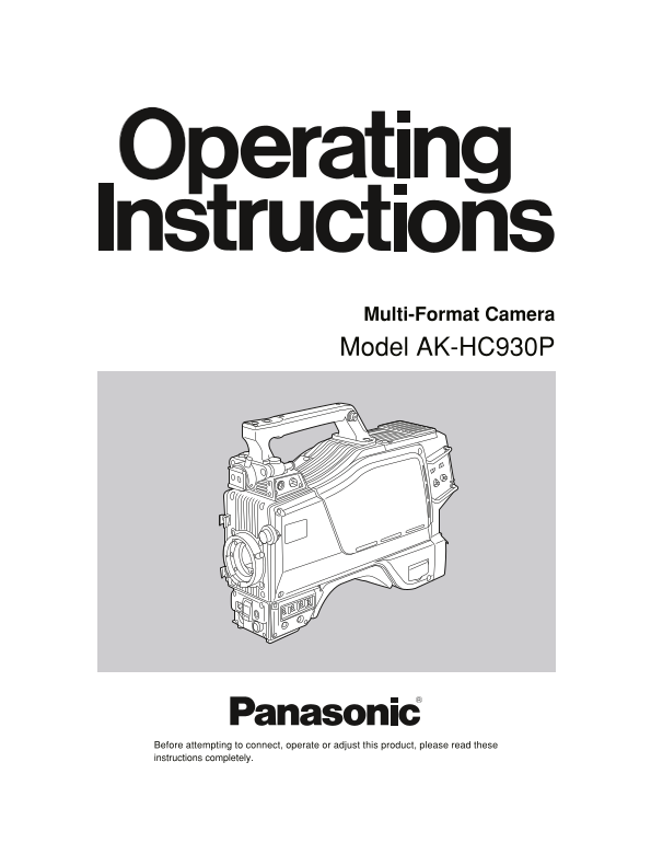 Panasonic AKHC930 User Guide and Manual - Page 1