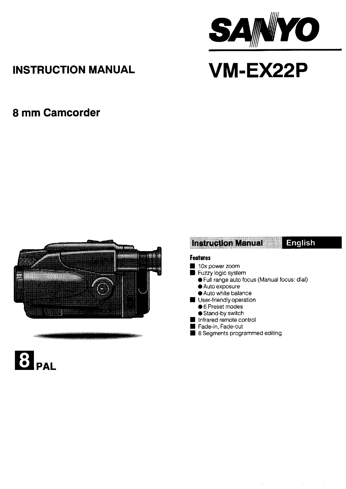 Sanyo VM-EX22P Camera User Manual - Page 1