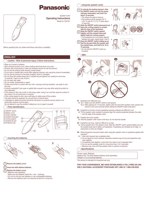 Panasonic EH2331-MUL User's Manual - Page 1