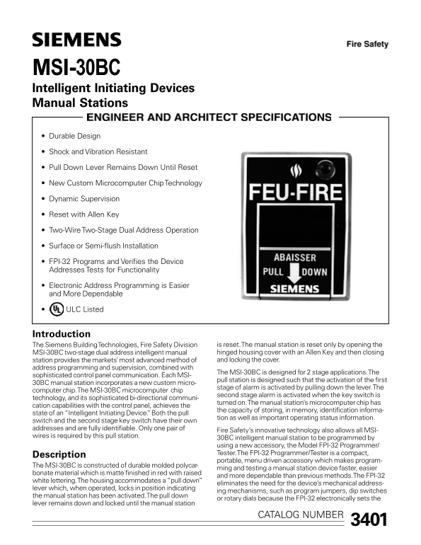 Siemens MSI-30BC User Manual - Page 1