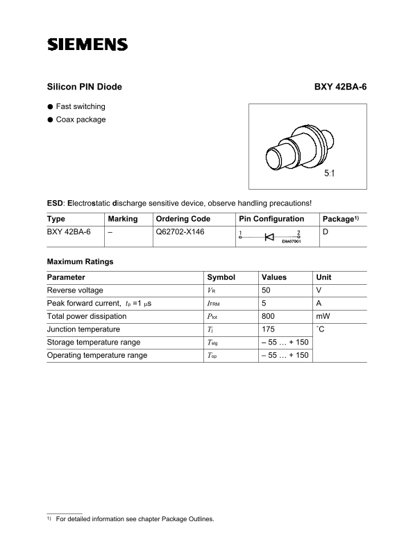 Siemens BXY 42BA-6 Data Sheet - Page 1