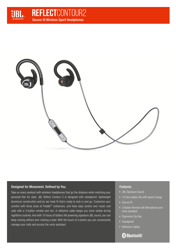 JBL Reflect Contour 2 Wireless Sports Headphones with Secure Fit Configuration Guide - Page 1