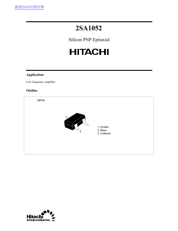 Hitachi 2SA1052 Data Sheet - Page 1