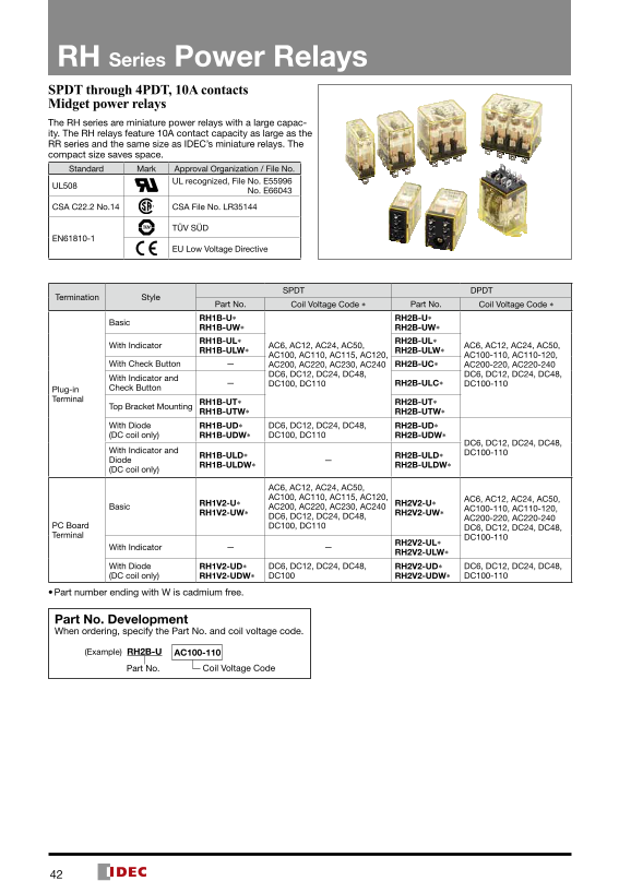 IDEC RH Series Power Relays Brochure - Page 1