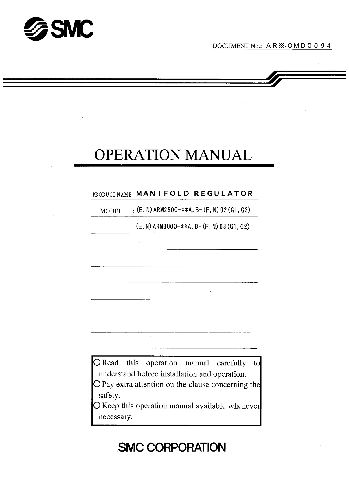 SMCF.R.L. Pressure Control Element Modular Pressure Reducing Valve ARM2500 3000 - Page 1