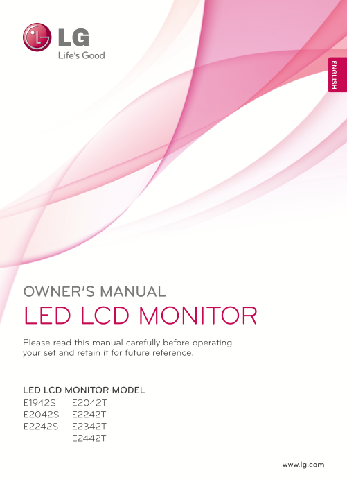 LG E2242T-BN.ACN Monitor User's Manual - 20-29 inches, English Version - Page 1