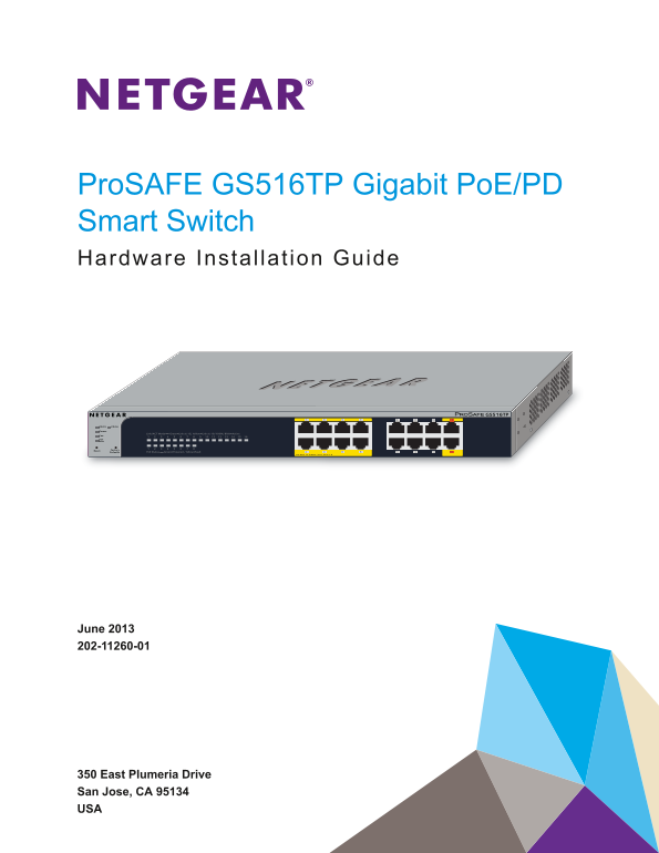 Netgear GS516TP - 16-Port Gigabit Ethernet Smart Switch With 8 PoE Ports and 2 PD Ports Hardware Installation Guide - Page 1