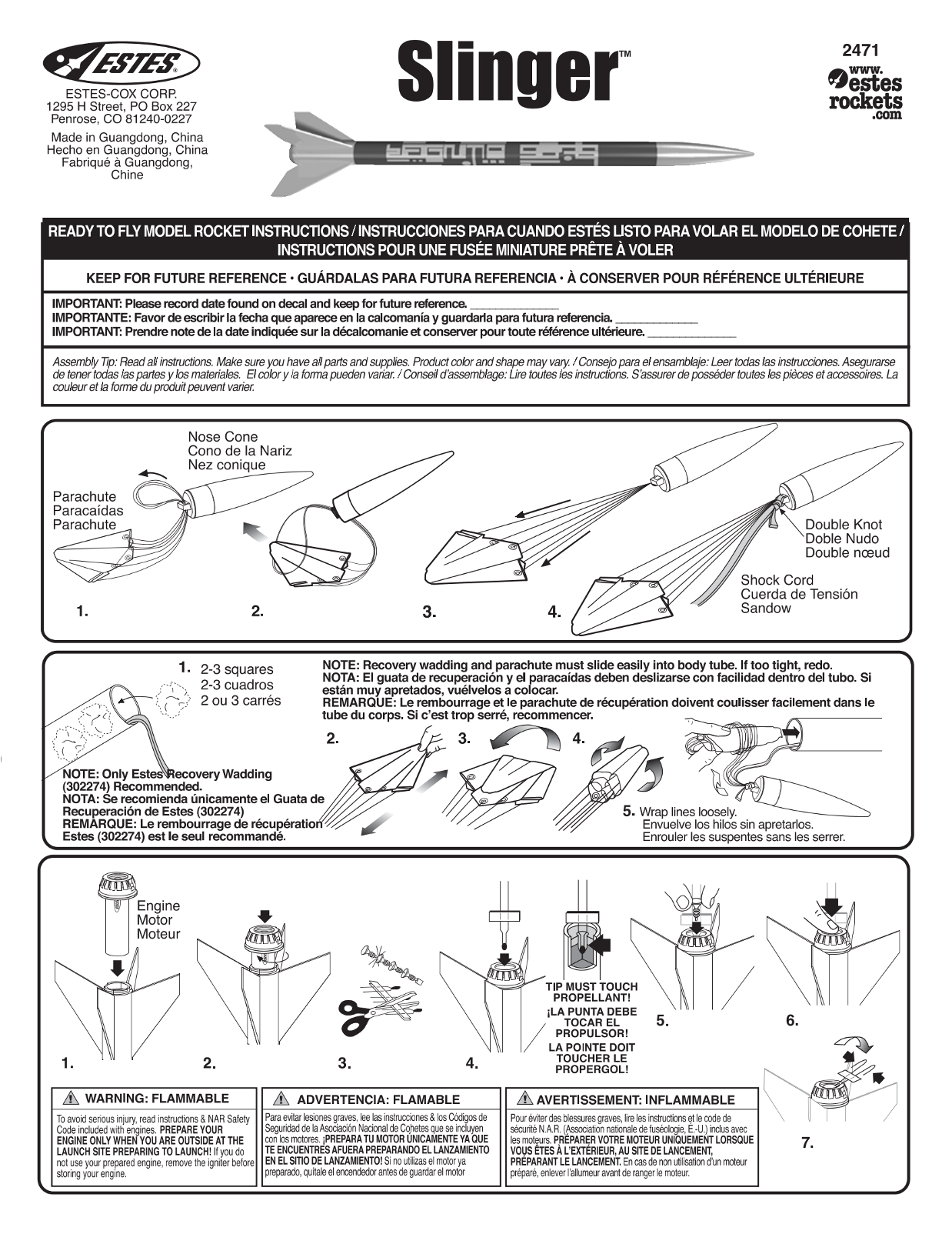 ESTES 2471 - Slinger Manual - Page 1