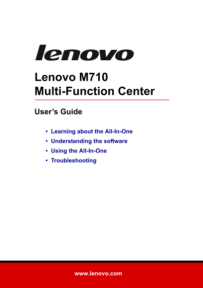 Lenovo M710 Multi Function Center User Guide - Page 1