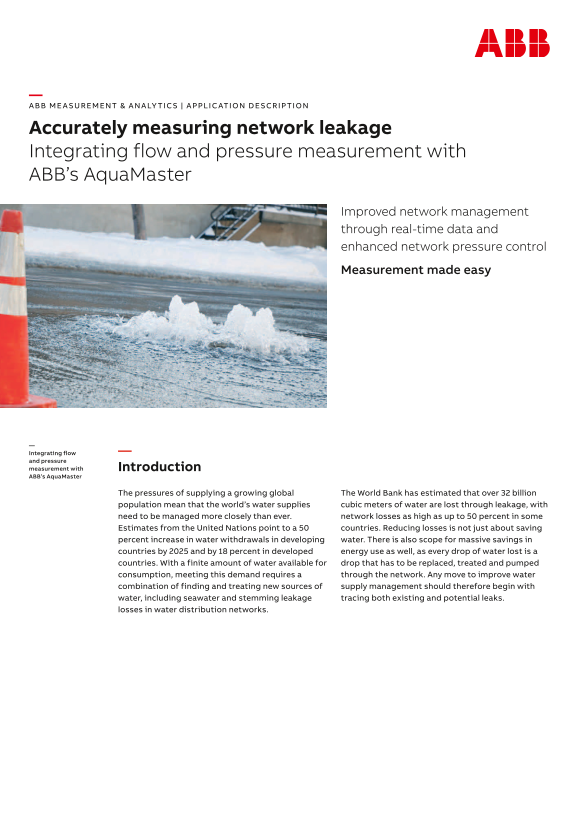 ABB Application Description - Accurately Measuring Network Leakage Integrating Flow and Pressure Measurement With ABB's AquaMaster - Page 1