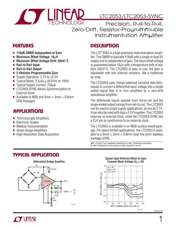 LINEAR TECHNOLOGY LTC2053 LTC2053-SYNC User Guide and Manual - Page 1