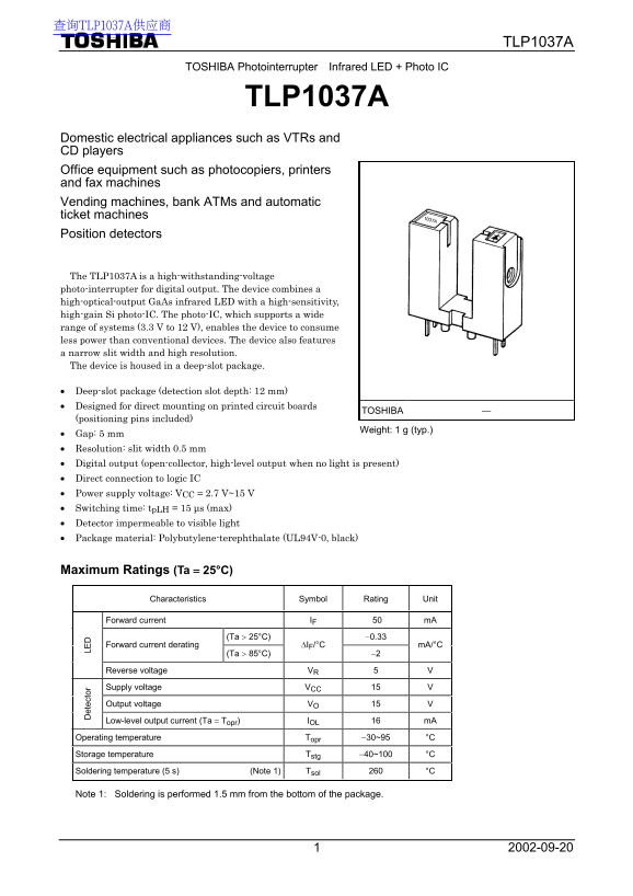 Toshiba TLP1037A User Guide - Page 1