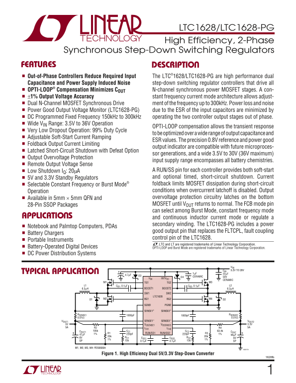 LINEAR TECHNOLOGY LTC1628 LTC1628-PG User Guide and Manual - Page 1