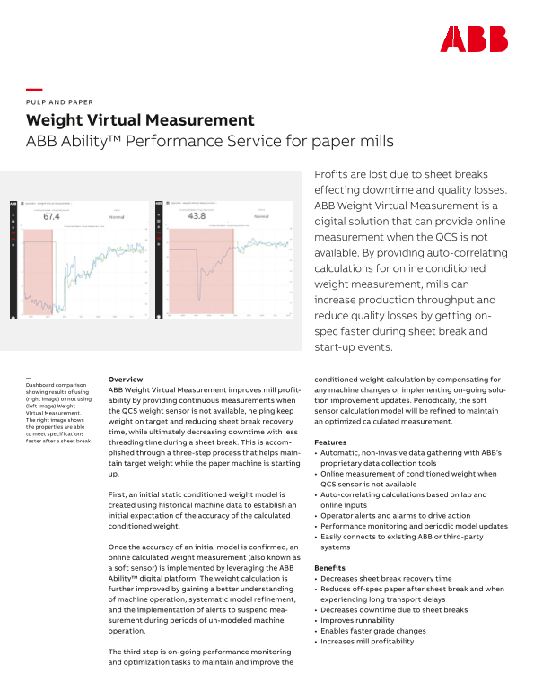 ABB Weight Virtual Measurement Datasheet - Page 1