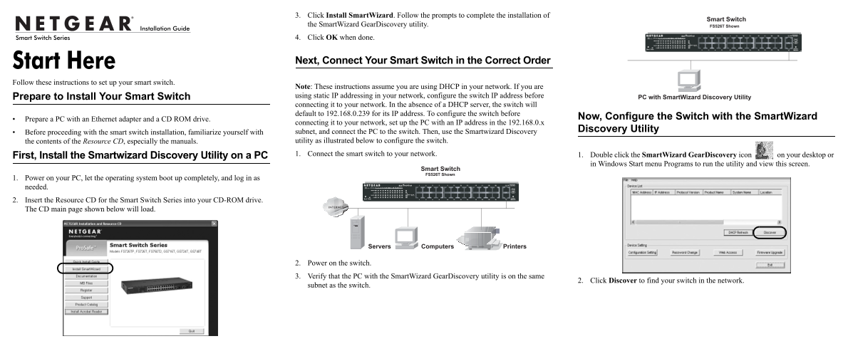 Netgear FS726T - ProSAFE Smart Switch QIG - Quick Install Guide - Page 1