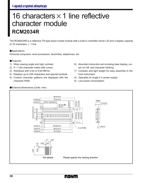 ROHM RCM2034R Data Sheet - Page 1