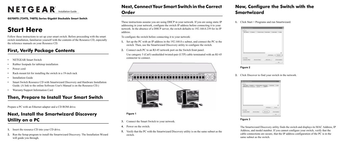 Netgear GS724TS - Smart Gigabit Ethernet Switch GS7xxTS Quick Install Guide - Page 1