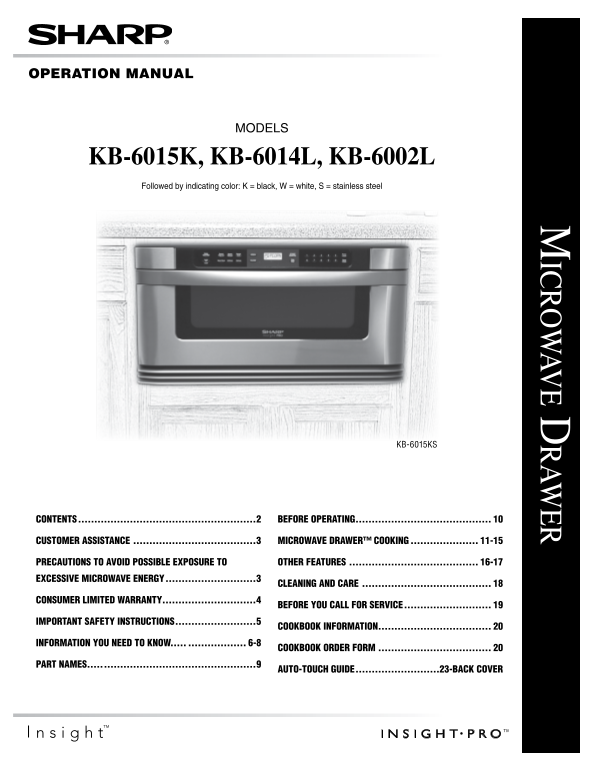SHARP KB-6002L KB6014L KB-6015K Operation Manual - Page 1