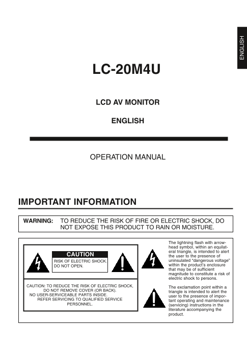 SHARP LC-20M4U Operation Manual - Page 1
