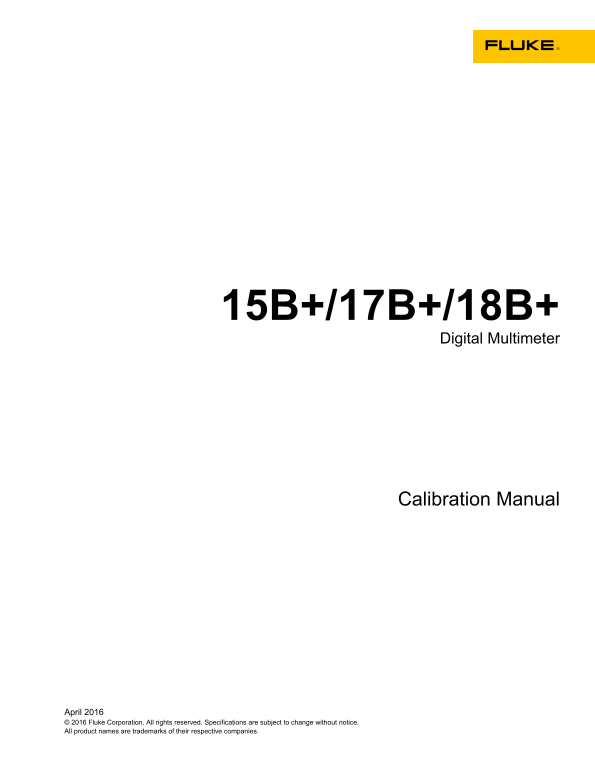 Fluke 17B+ Digital Multimeter 15B+ 17B+ 18B+ Calibration Manual - Page 1