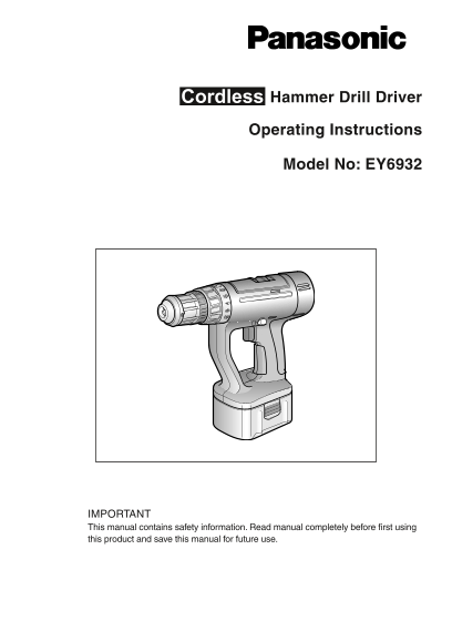 Panasonic EY6932 User Guide - Page 1