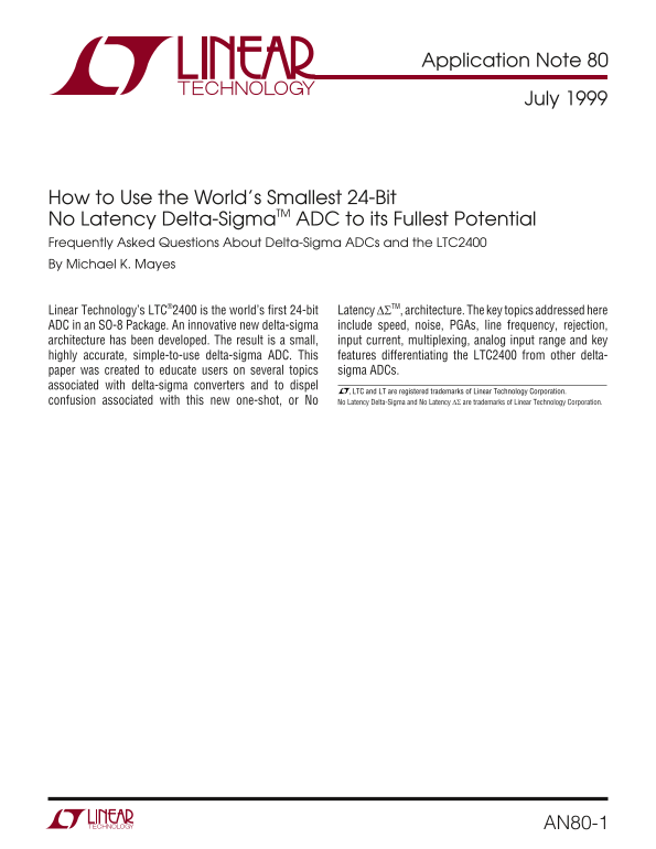LINEAR AN80-1 Product Specification Sheet - Page 1