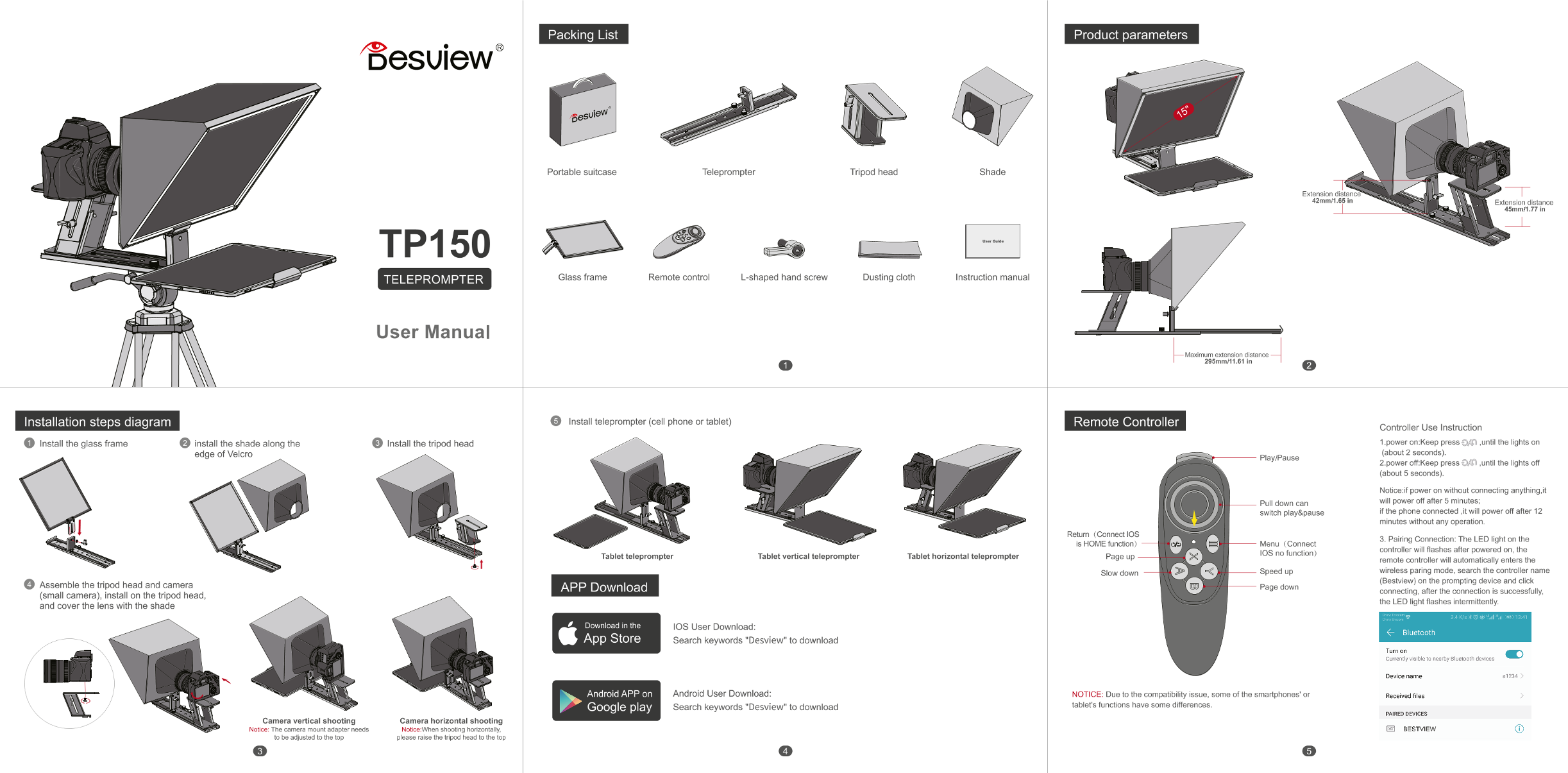 Rollei Desview TP150 Teleprompter Operation Manual (EN) - Page 1
