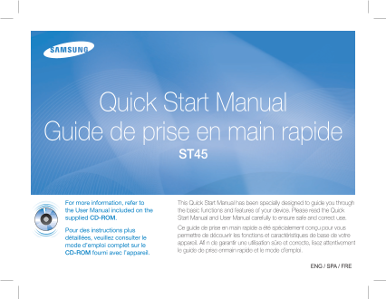 Samsung ST45 Portable Quick User Guide Part 2 - Product Overview - Page 1