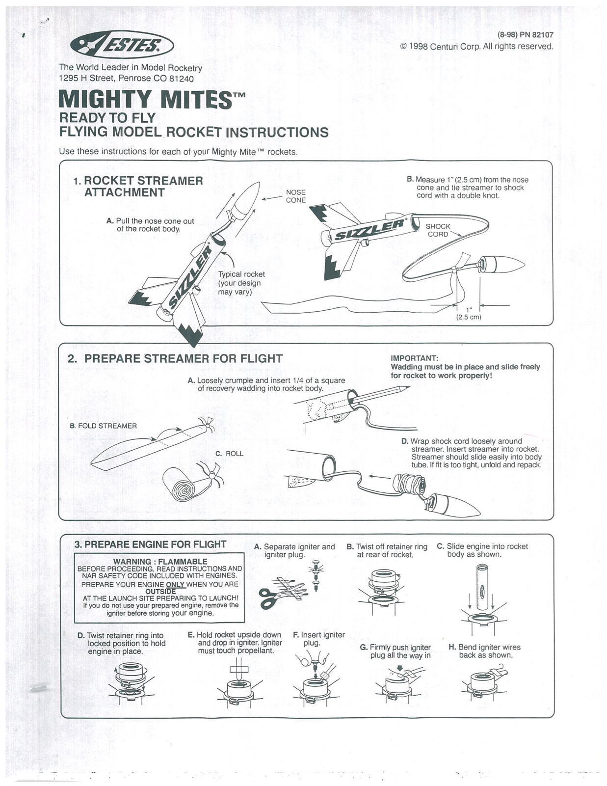 ESTES 1841 – Sizzler Manual - Page 1