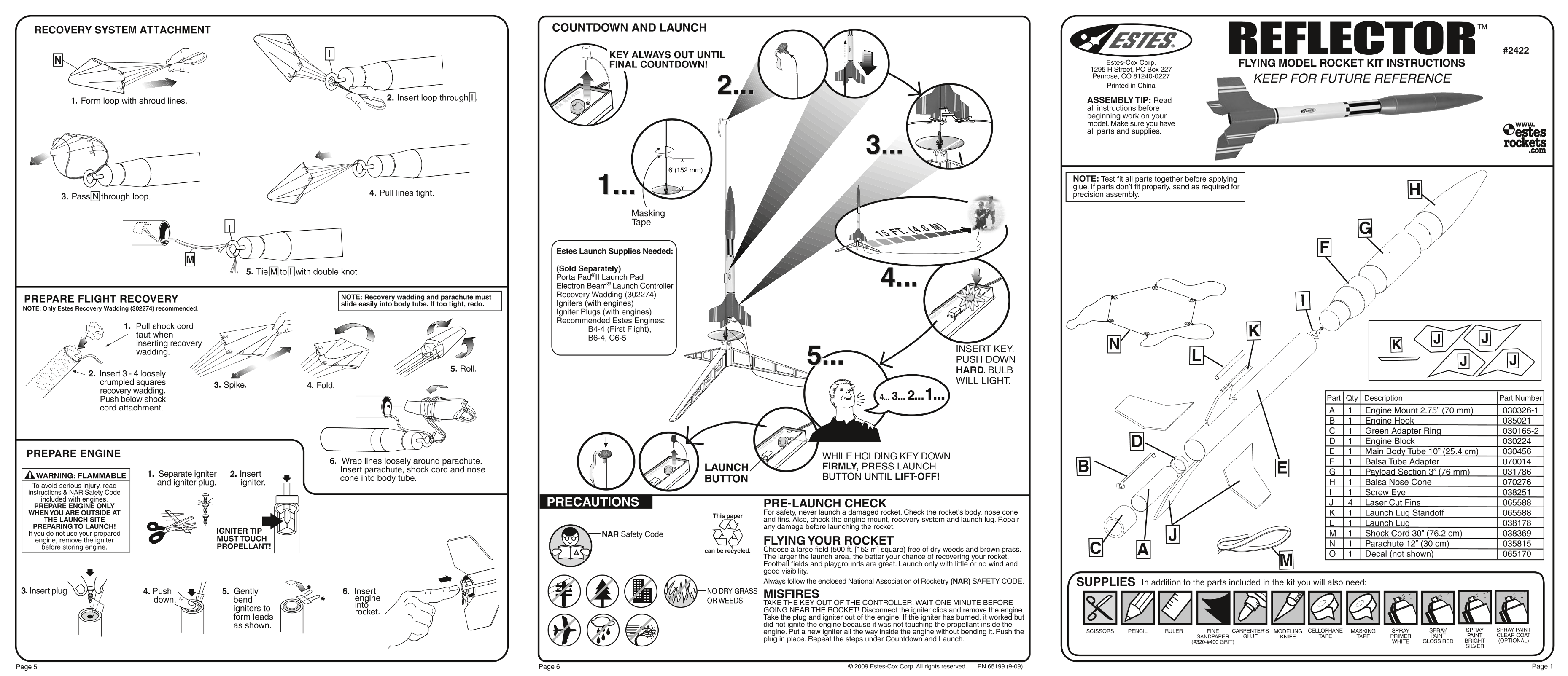 ESTES 2422 - Reflector Manual - Page 1