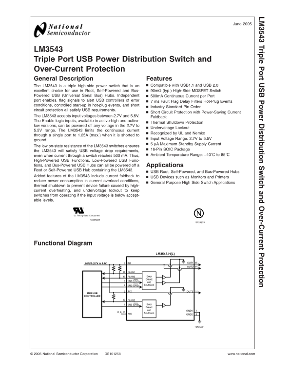 NATIONAL SEMICONDUCTOR LM3543 User Guide - Page 1