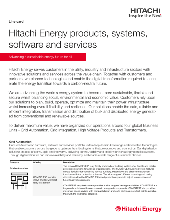 ABB Hitachi Energy Line Card Product Guide - Page 1