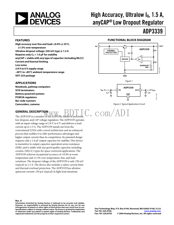 ANALOG DEVICES ADP3339 Data Sheet - Page 1